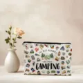Camping thema canvas cosmetische tas retro bedrukte make-up tas reizen organisator - Mat Zwart (01)