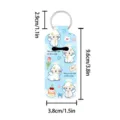 Cute Neoprene Lipstick Holder Keychain Specification Detail White Background Product View - Angel Sheep