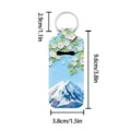 Oil painting style lipstick protector keychain, portable lip balm cover with Mount Fuji design. - Fuji Mountain Cherry Blossom (01)