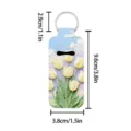 Oil painting tulip lipstick protective cover keychain with metal ring for women girls bag. - Tulip Style (02)