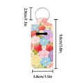 Detailed dimension view of oil painting style floral lipstick holder keychain for bags. - Floral Strawberry Style (03)