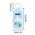 Oil painting style snow mountain lipstick case detail view, compact keychain bag charm. - Snow Mountain Landscape (04)