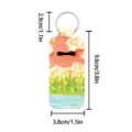 Oil painting style lipstick holder keychain with metal ring, cute portable bag pendant. - Sunset Glow Style (05)