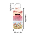 Oil painting style lipstick holder keychain detail view, portable key ring pendant accessory. - Natural Landscape (06)