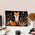 Cute fox print canvas makeup bag for travel cosmetic storage pouch zipper organizer - Cartoon Autumn Fox (04)