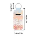 Oil painting style lipstick holder keychain detail view, showing product dimensions. - Flowers Bloom Style (08)