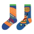 Damen Baumwolle Wadenlange Socken Burger Fast Food Druck Lässige AB-Seiten Mode Socken - Einheitsgröße (35-43) / Stil 1122 (Burger Pommes)