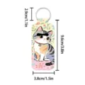 Cute neoprene lipstick holder keychain detail view, portable lip balm sleeve bag charm. - Cat Style 04