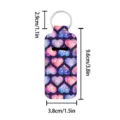 Neoprene lipstick holder keychain with colorful heart mandala pattern and metal ring. - Heart Mandala Pattern (01)