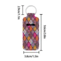Neoprene lipstick holder keychain chapstick pouch with colorful geometric pattern - Mandala Floral Pattern (03)