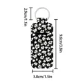 Floral lipstick holder keychain with black daisy print and metal ring for easy daily carry. - Black And White Daisy Style (03)