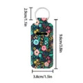 Floral pattern lipstick holder keychain with metal ring, portable lip balm protective sleeve. - Multicolor Floral Style (06)