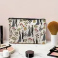 Cosmetic zipper pouch with fantasy art pattern, portable makeup bag for travel storage. - Dark Vintage Fantasy Illustration Style
