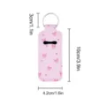 Pink neoprene lipstick holder keychain with cute bow and flower print, portable key chain pouch. - Pink Daisy Bow (04)