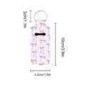 Cute pink bow lipstick holder keychain neoprene lip balm protective sleeve with sturdy metal ring. - Pink Plaid Cherry Bow (08)