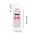 Pink plaid lipstick holder keychain with cute bow, portable neoprene lip balm cover protector. - Pink Plaid Double Bow (11)