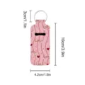 Neoprene lipstick holder keychain with charming bow print, showing clear product dimensions for use. - Butterfly Heart Bow (12)