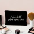 Sac de rangement en toile noire avec fermeture éclair voyage trousse de maquillage portable. - Style d'Accessoires de Chargement Noir (04)