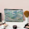 Blue mosaic pattern cosmetic bag portable makeup pouch travel zipper clutch storage organizer - Blue Green Fish Scale Mosaic Style