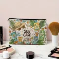 Sommer Sonnenschutz bedruckte Kosmetiktasche, süßer Reise Make-up Beutel mit Reißverschluss. - Sommer Sonnenschutz Thema