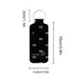 Close-up detail view of the black bow print neoprene lipstick holder keychain with clear sizing. - Star Bow (01)
