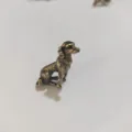 Bronze dog figurine detail shot, vintage style animal sculpture for desktop or tea pet. - Watchdog