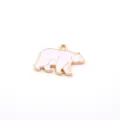 Cute pink and gold enamel bear charm for DIY jewelry making, charm pendant bracelet craft accessory. - White Bear