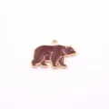 Gold-toned metal enamel brown bear charm pendant for DIY jewelry making and crafting. - Brown Bear