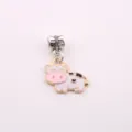 Cute enamel cow charm pendant, alloy DIY jewelry accessory detail for bracelets. - Cow