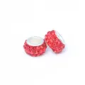 Cuentas de abalorios con agujero grande de diamantes de imitación rojos para pulseras DIY. - Rojo