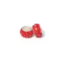 Abalorio de gran agujero pavimentado con pedrería roja para accesorios de pulseras de bricolaje. - Rojo Anaranjado