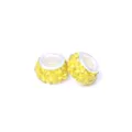 Hermosas cuentas de arcilla con pavé de cristal amarillo de gran agujero para joyería DIY. - Amarillo Limón