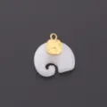 Colgante de elefante de aleación de oro y jade blanco, dije DIY para collar pulsera. - Colgante de Elefantito