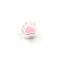 Silberne DIY Großloch Perle Charm mit rosa Emaillierung niedliches Tierpfoten Design Armband - Bärenkralle / Rosa