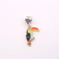 Cute toucan enamel charm pendant, colorful alloy DIY bead for bracelets and necklaces. - Woodpecker