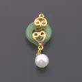 DIY accesorio de joyería colgante con anillo de jade verde y perla para collar DIY - Amuleto de Anillo Verde Perla