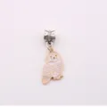 White enamel owl alloy charm DIY pendant featuring detailed gold trim and large top bail loop. - Owl