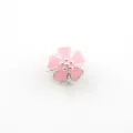 Silber rosa Emaillierter fünfblättriger Blumen Charm Perle DIY Armband Zubehör - Kirschblüte / Rosa