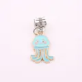Suesse blaue Qualle Emaillierter Charm DIY Legierungs Perle fuer Armband Halskette Geschenk - Blauer Tintenfisch