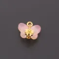 DIY colgante de mariposa rosa, dije de aleación dorada y resina para joyería artesanal. - Colgante de Mariposa Rosa