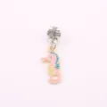 Enamel pink seahorse charm bead for European bracelet, alloy marine animal jewelry accessory. - Seahorse