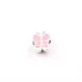 Silver metal DIY large hole bead charm with pink enamel butterfly design for bracelets. - Butterfly / Pink