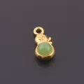 Gold-plated alloy gourd pendant with green imitation jade, DIY jewelry making accessory. - Dripping Oil Gourd Charm