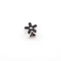 DIY silver metal flower charm spacer bead with black enamel insert, 10mm craft jewelry accessory. - Black