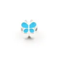 Silver blue enamel butterfly charm bead for DIY bracelets, elegant European large hole accessory. - Butterfly / Blue