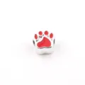 Rotes silbernes 10mm Pfotenabdruck CCB Großlochperle DIY Schmuck Zubehör für Armband - Rot
