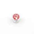 CCB Grosses Loch Abstandsperle mit rotem Baum Design, 10mm silberner DIY Schmuck Zubehoer. - Rot