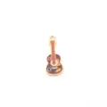Gold-tone alloy guitar pendant charm with colorful enamel inlay for DIY jewelry making. - Guitar