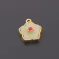 Imitation jade five-petal flower alloy gold pendant DIY jewelry accessory for necklace bracelet. - Five-Petal Flower Charm