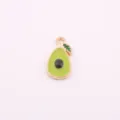 Green enamel avocado charm pendant, gold plated metal DIY jewelry accessory for necklace. - Avocado